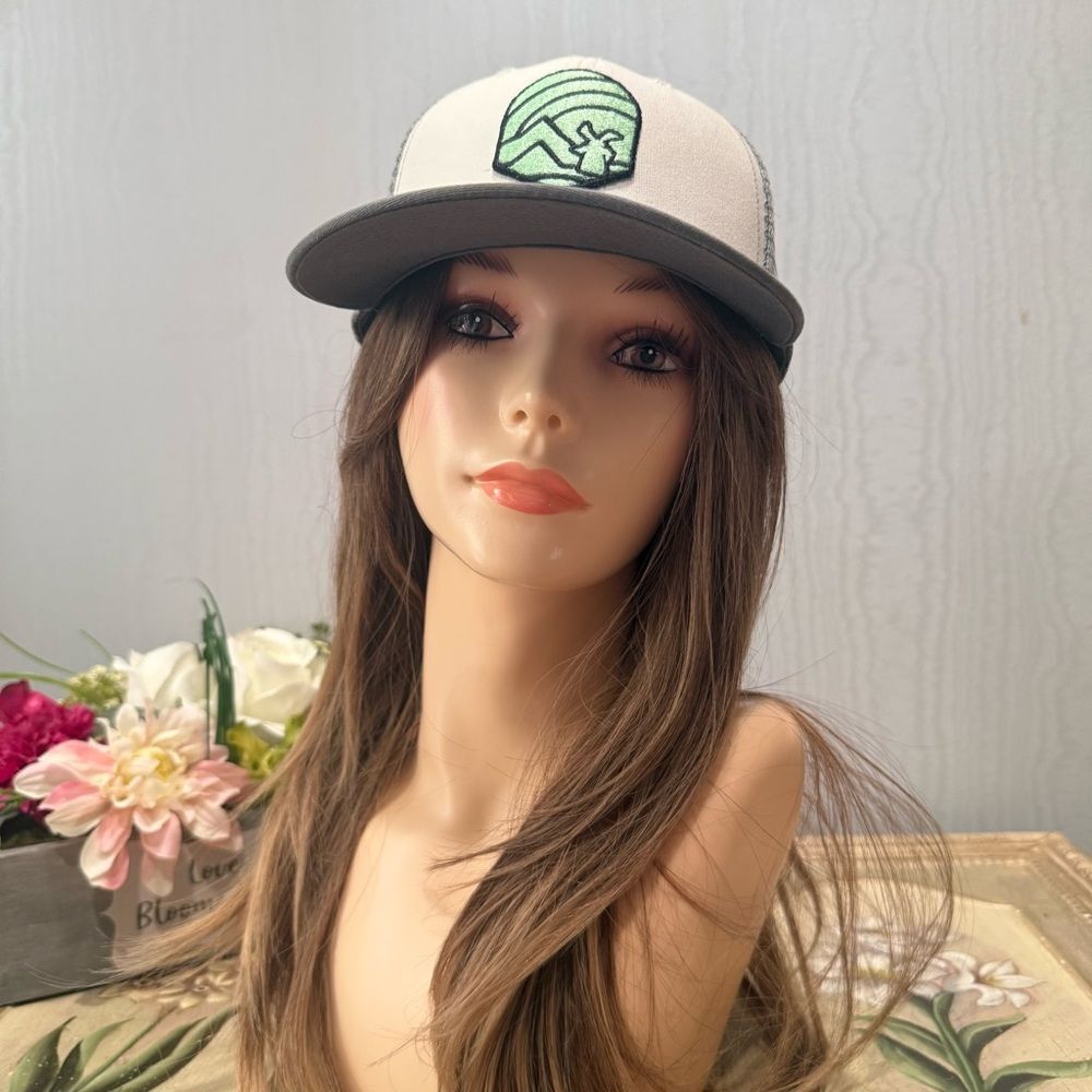 Dutch Bros Mesh Snap Back Trucker Cap Hat One Size Adjustable Gray Green